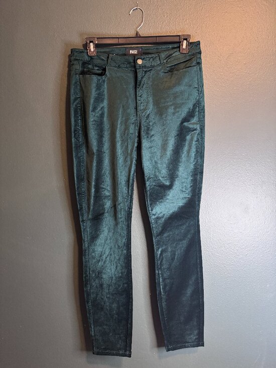 PAIGE Pants - PAIGE Hoxton Velvet Skinny Jean - Emerald